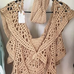 Women's circle vest retro With matching earwarmer headband.lg.to xl.